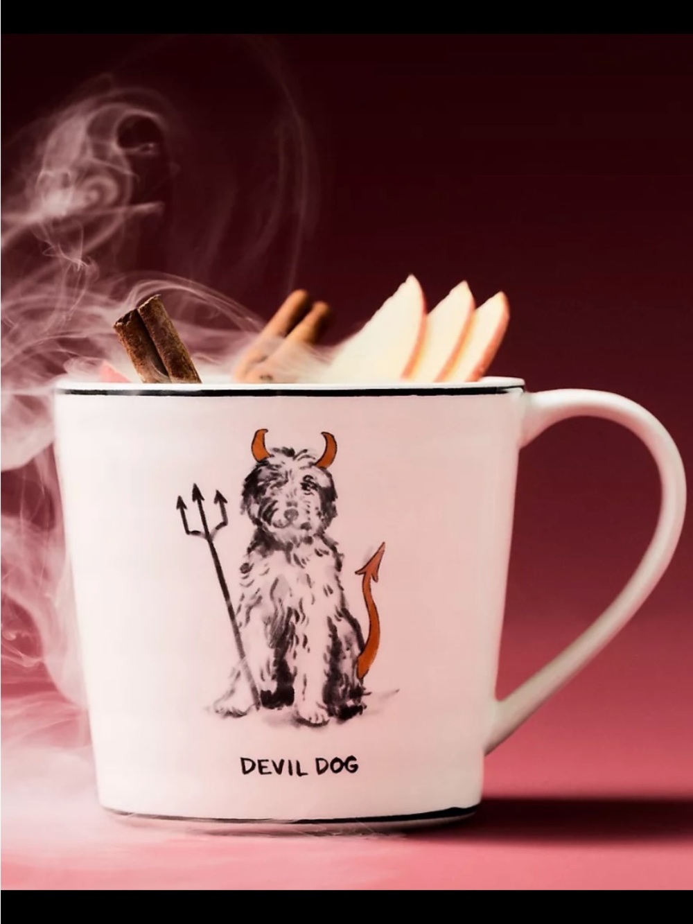 White Ceramic "Devil Dog" Novelty Mug